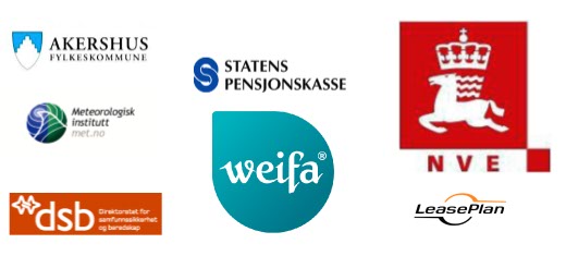 Referanser: LeasePlan, Weifa, NVE, Statens Pensjonskasse, Direktoratet for samfunnssikkerhet og beredskap, Meteorologisk institutt, Akershus fylkeskommune