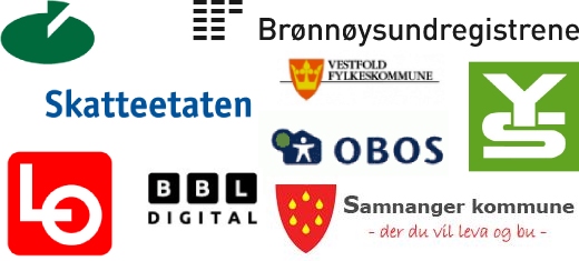 Referanser: YS, LO Norge, Skatteetaten, BBL Digital, Brønnøysundregistrene, OBOS, LO, Vestfold fykeskommune, Samnanger kommune