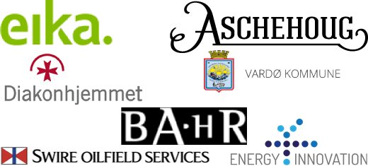 Referanser: Eika, Diakonhjemmet, BAHR, Aschehoug, Swire Oilfield Services, Vardø kommune, Energy Innovation